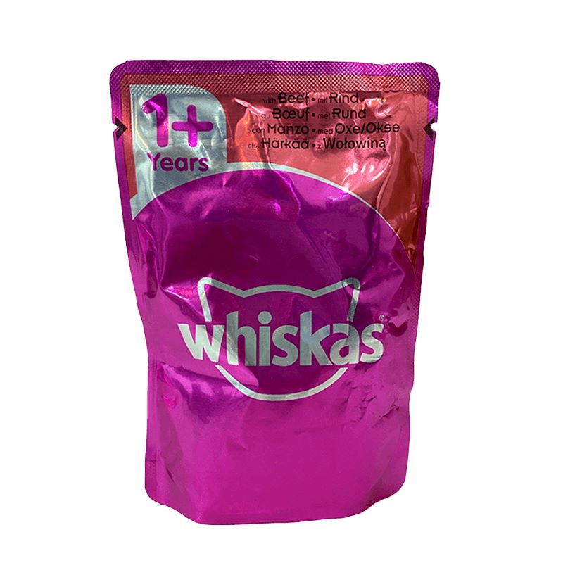 پوچ گربه ویسکاس با طعم گوشت گاو وزن 85 گرم